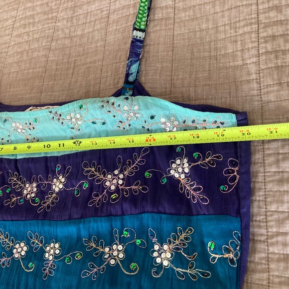 Embellished Tank Top w Flared Mixed Media Lace SIZE L - Picture 9 of 12